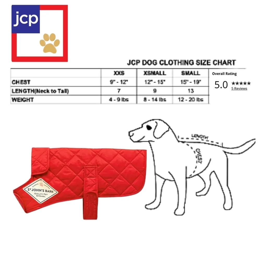 St. John's Bay Quilted Red Dog Vest Jacket NEW